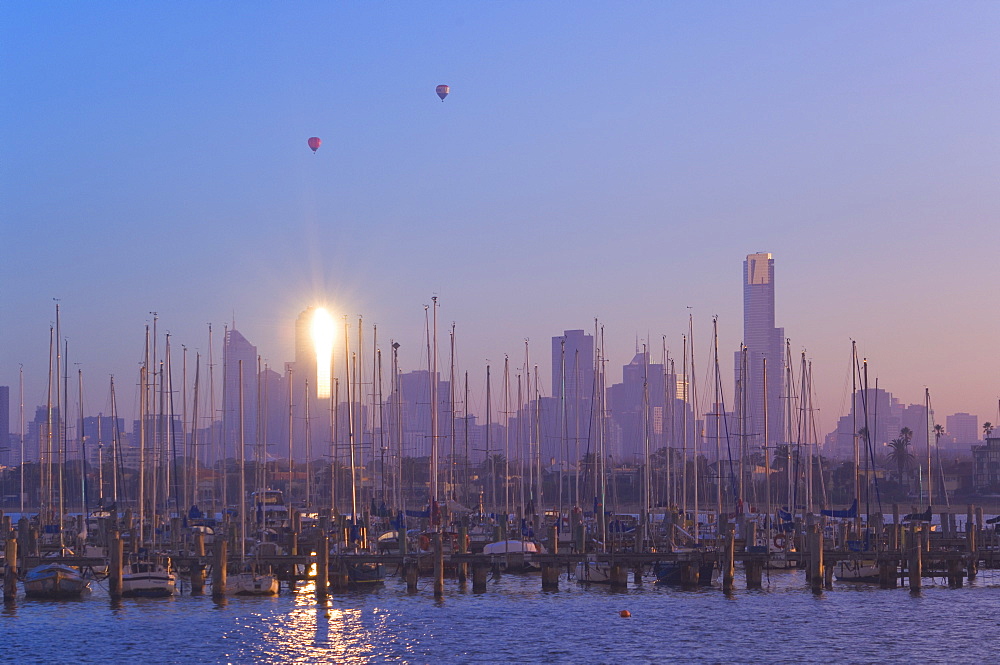 St. Kilda Harbour and Melbourne skyline, Melbourne, Victoria, Australia, Pacific