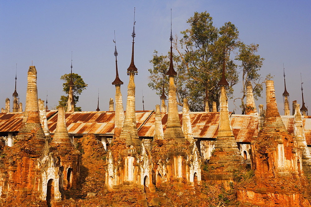 Shwe Inn Thein stupas, Indein, Myanmar (Burma), Asia