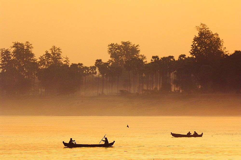 Boats on the Ayeyarwaddy River, Myanmar (Burma), Asia