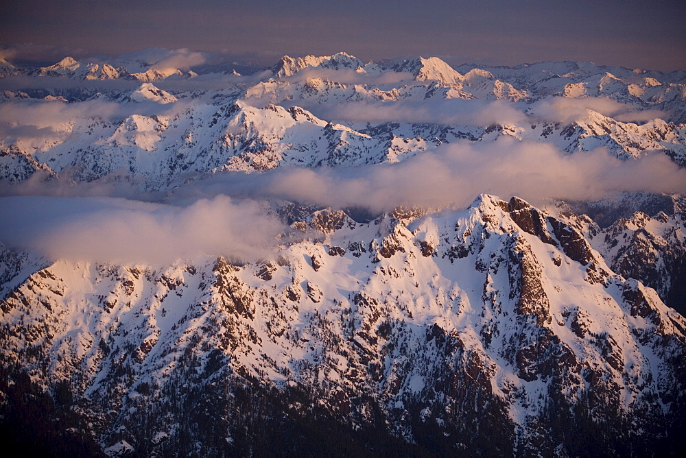 Aerial landscape, Olympic mountains, Olympic National Park,  UNESCO World Heritage Site, Washington State, United States of America, North America