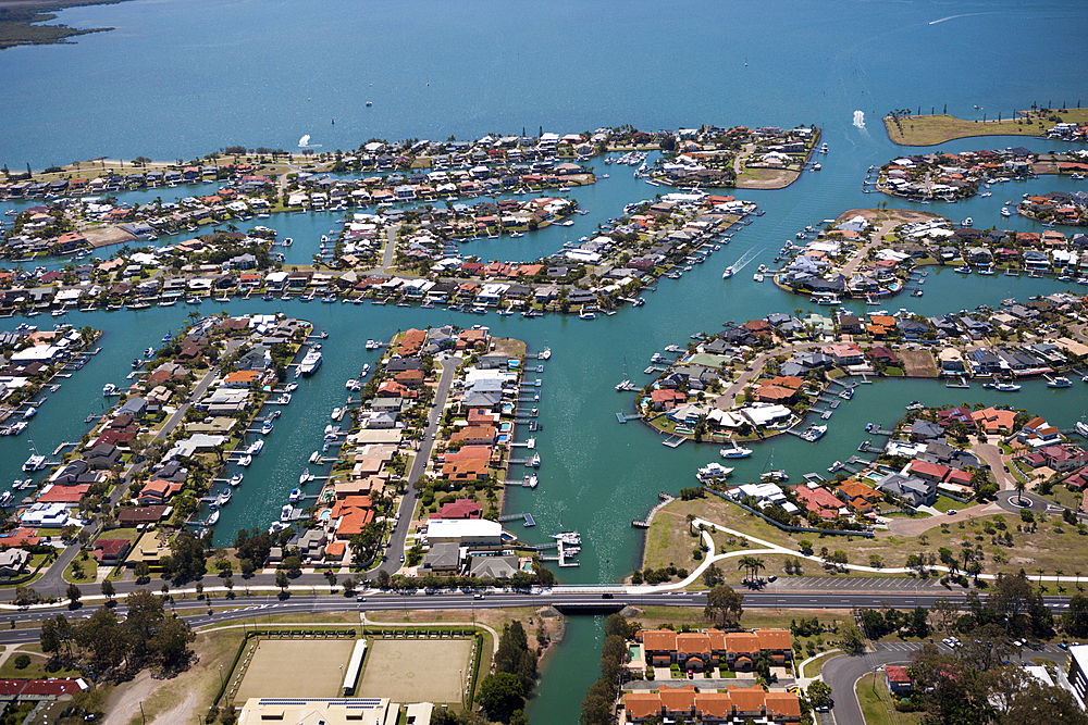 Aerial View of Raby Bay, Cleveland, Brisbane, Australia