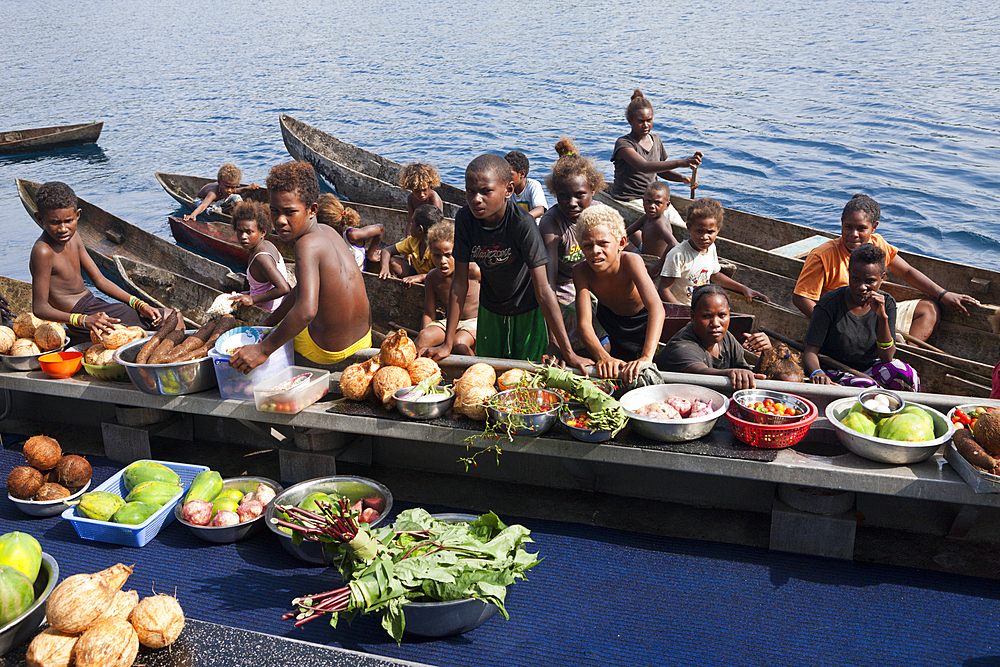 Boat Market with Fruits and Vegetables, Florida Islands, Solomon Islands