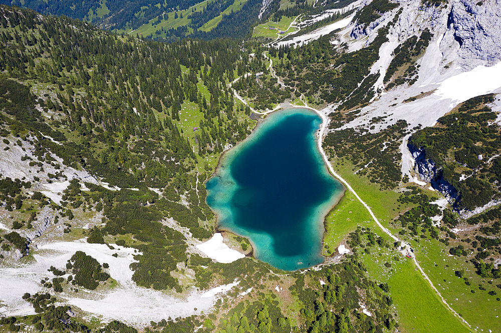 Aerial View of Seebensee, Ehrwald, Tyrol, Austria