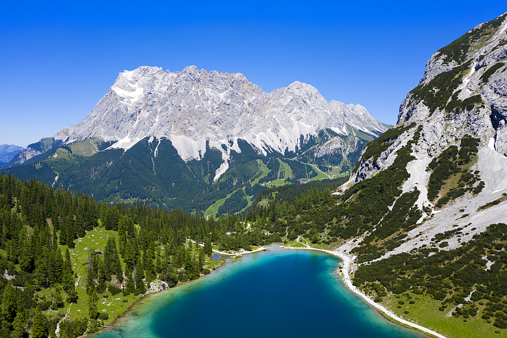 Seebensee looking to the Zugspitze, Ehrwald, Tyrol, Austria