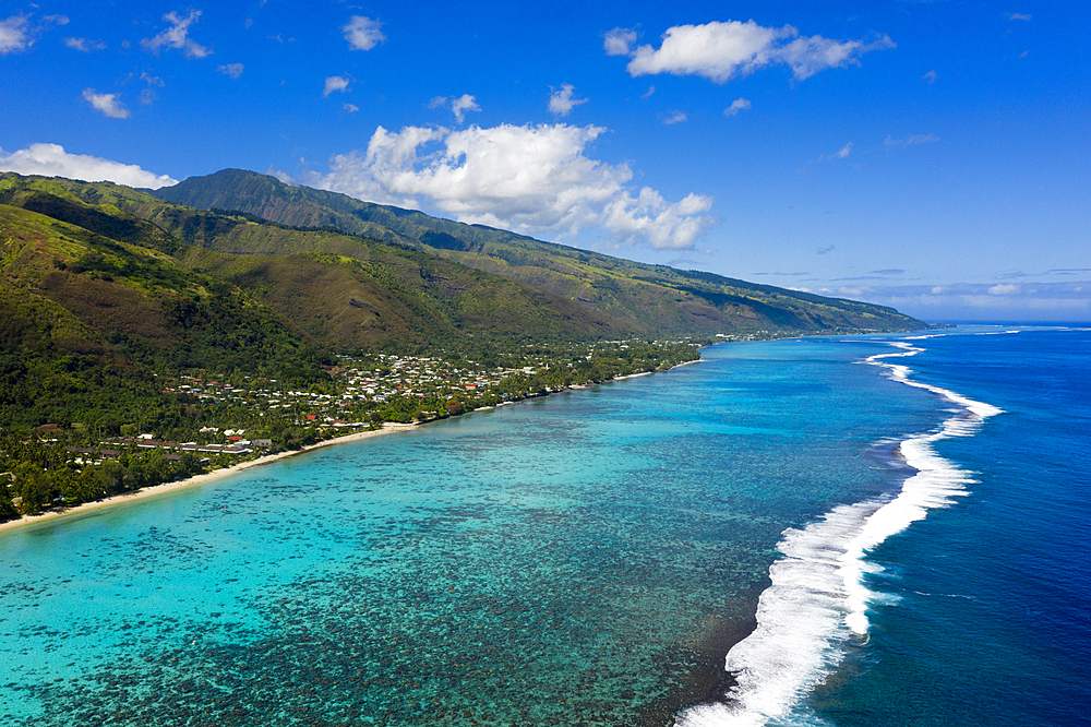 Aerial View of the West Coast of Tahiti, Tahiti, French Polynesia