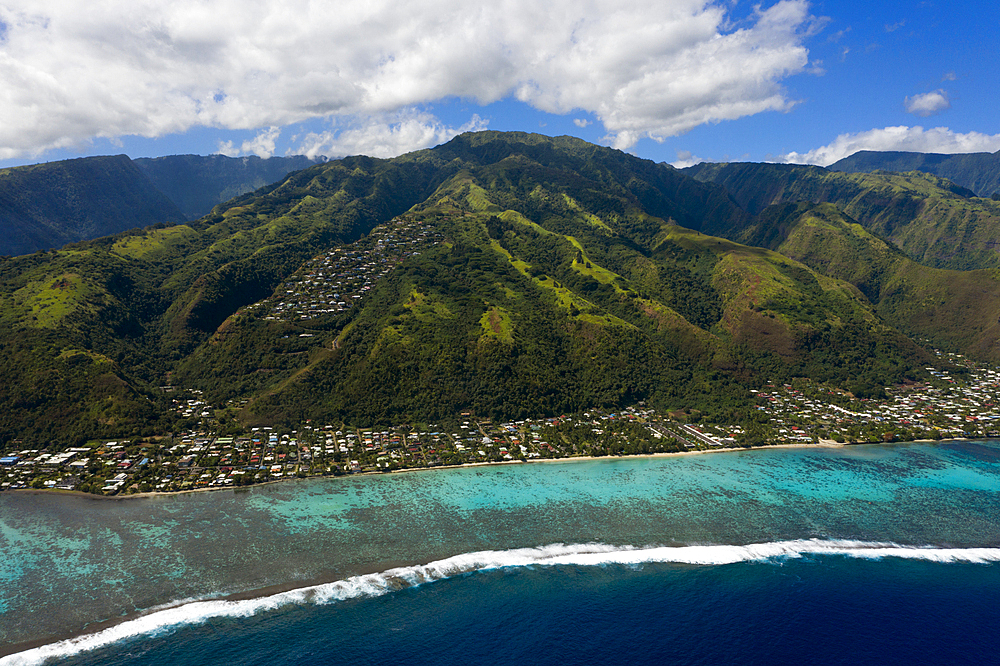 Aerial View of the West Coast of Tahiti, Tahiti, French Polynesia