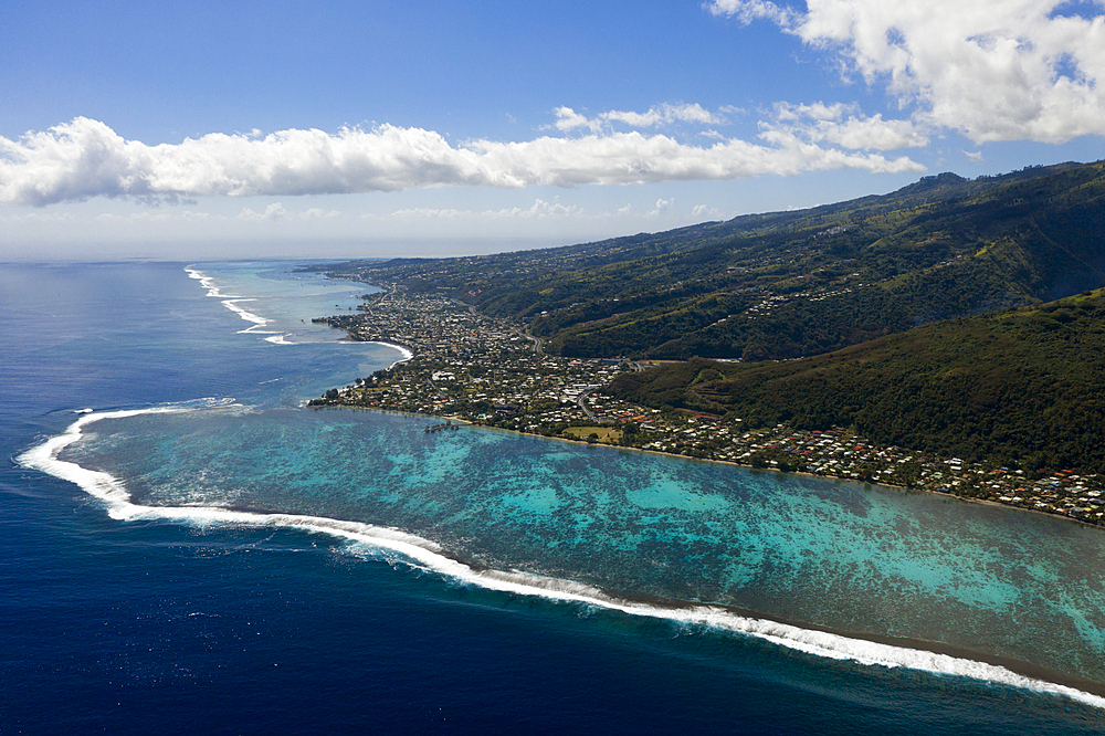 Aerial View of the West Coast of Tahiti, Tahiti, French Polynesia