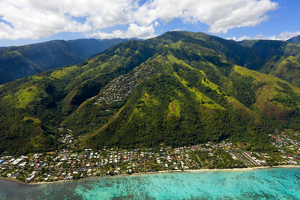 Aerial View of the West Coast of Tahiti, Tahiti, French Polynesia