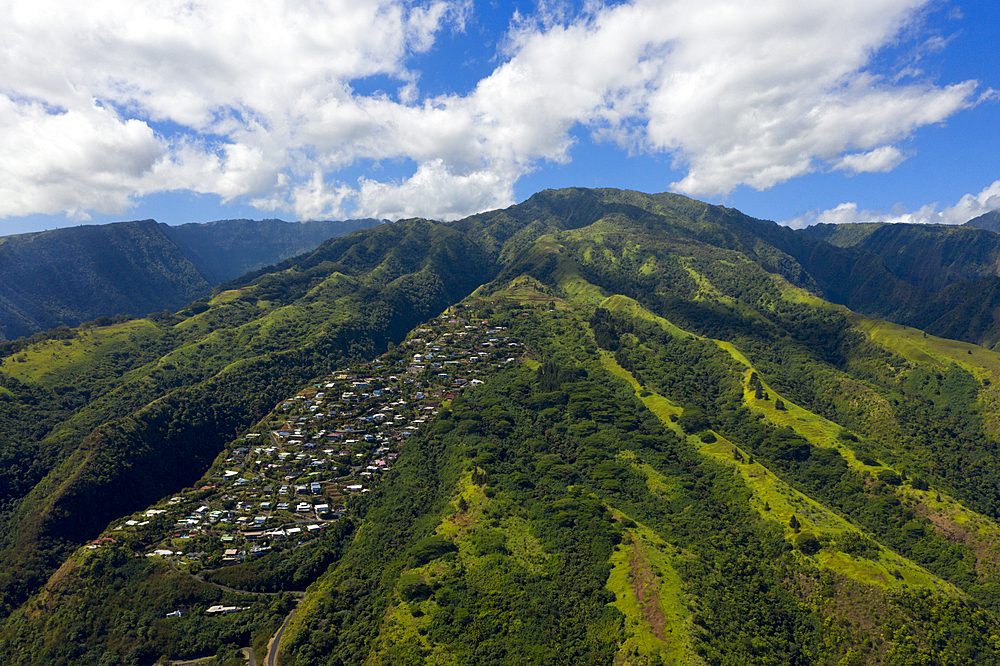 Aerial View of the West Coast of Tahiti, Tahiti, French Polynesia