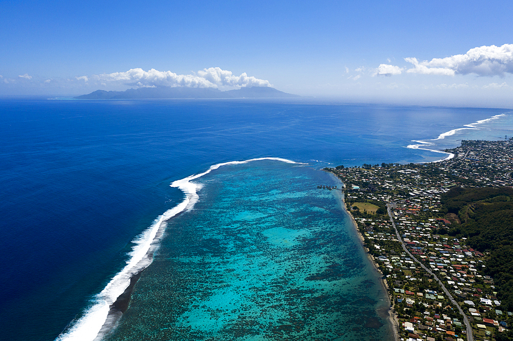 Aerial View of the West Coast of Tahiti, Tahiti, French Polynesia