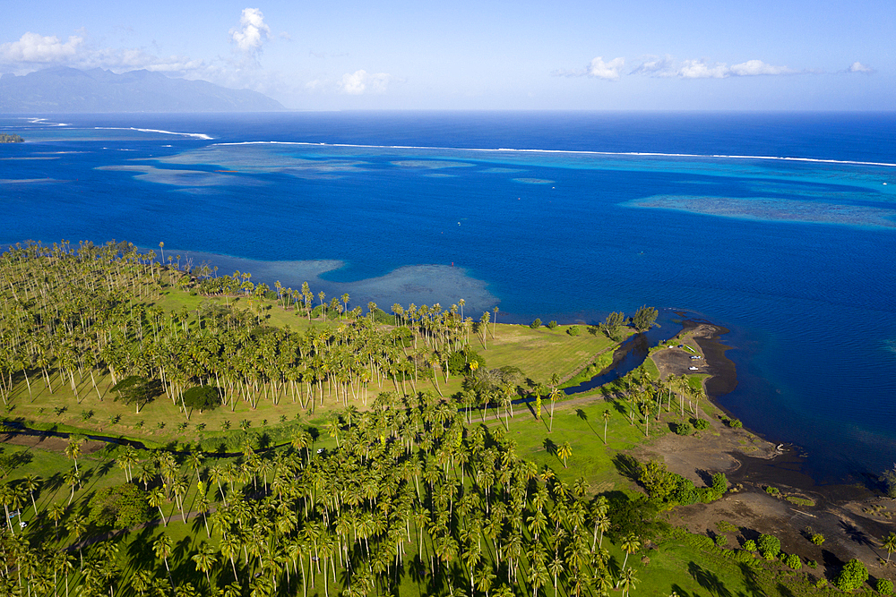 Aerial View of the South Coast of Tahiti, Tahiti, French Polynesia