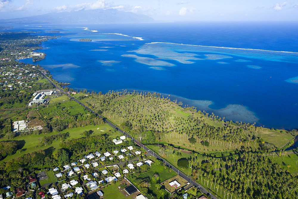 Aerial View of the South Coast of Tahiti, Tahiti, French Polynesia