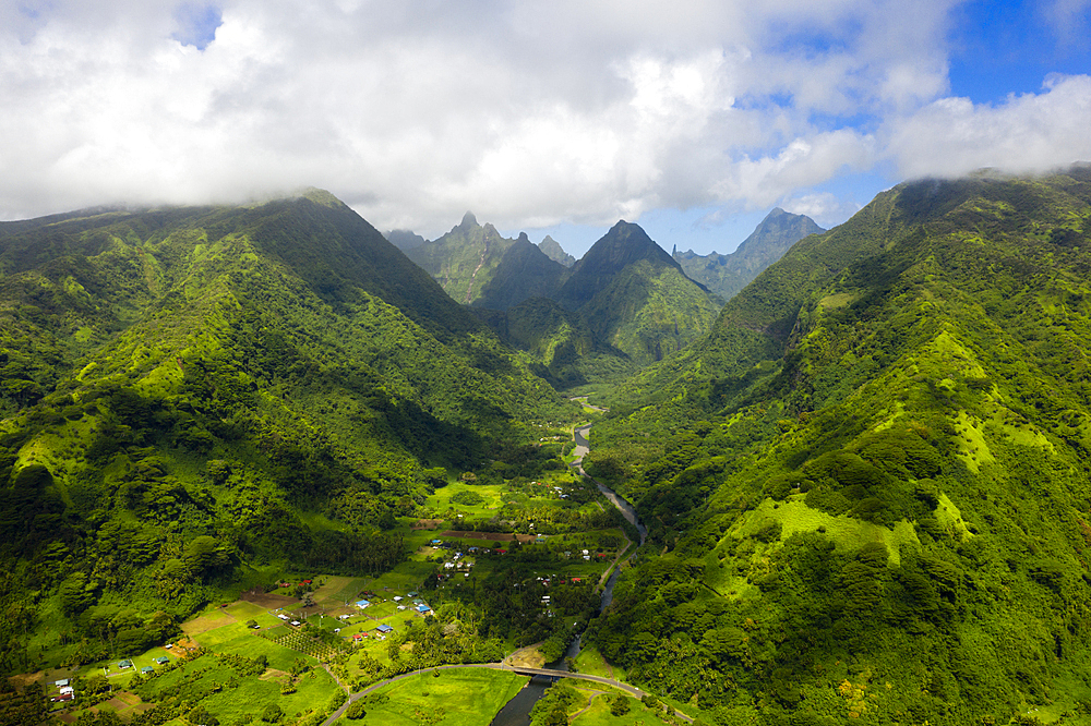 Aerial View of Vaitephiha Valley, Tahiti, French Polynesia