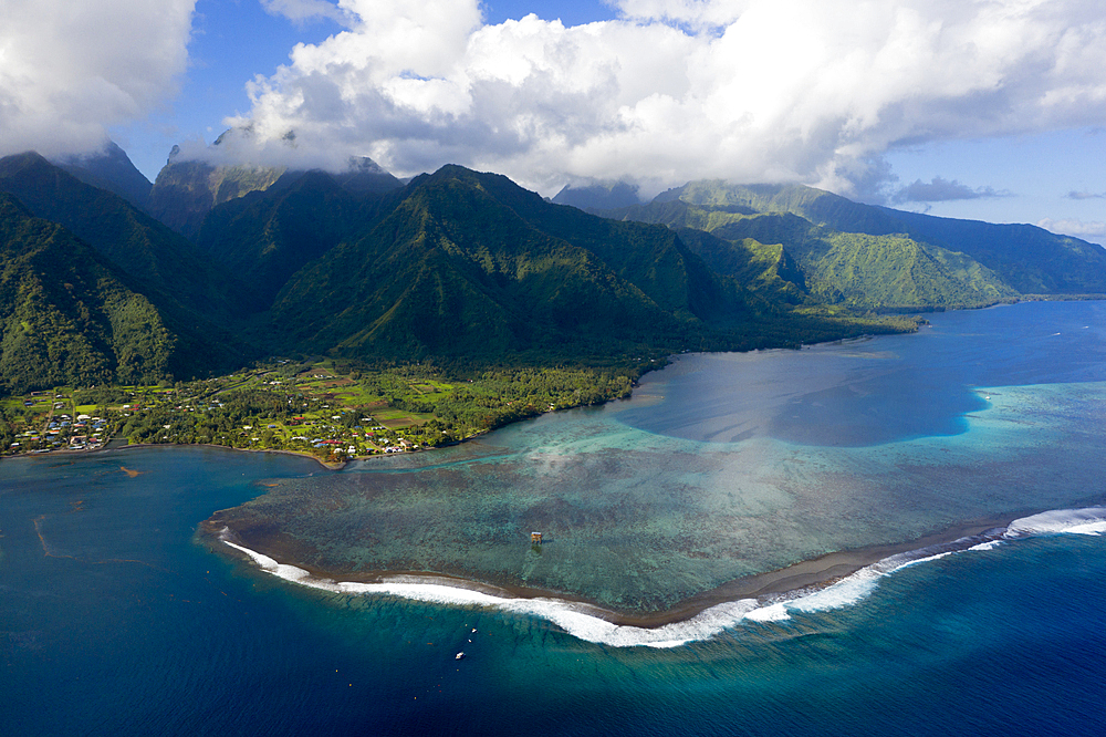 Aerial View of Teahupoo, Tahiti, French Polynesia