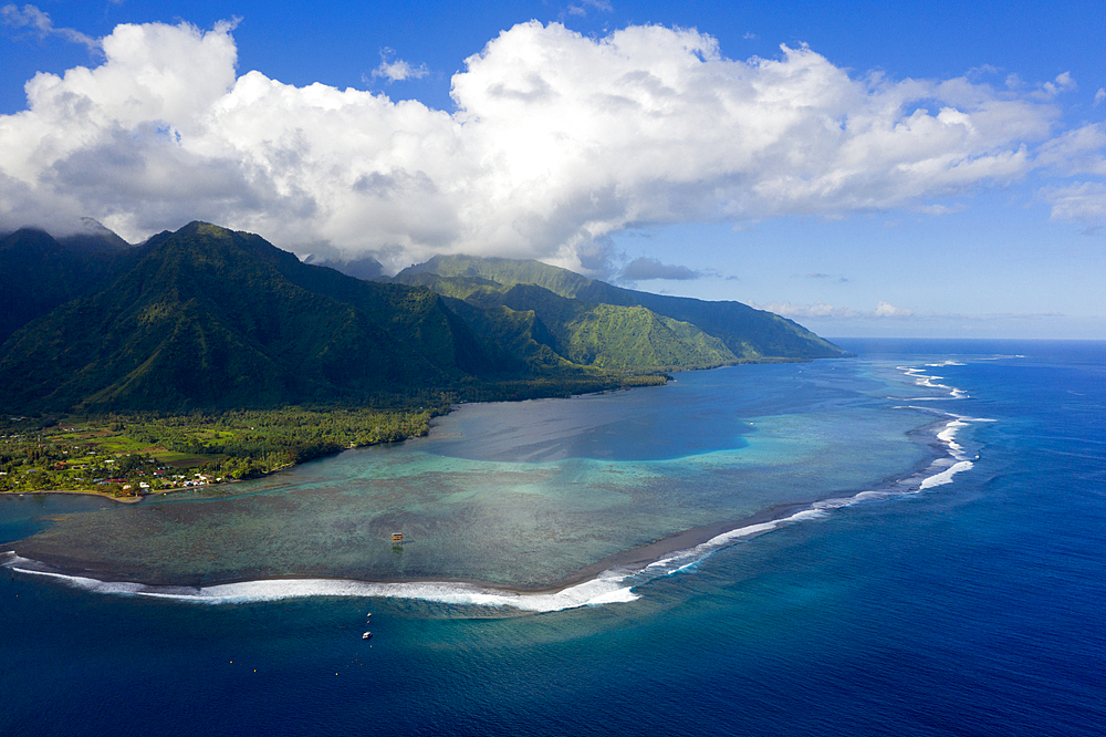 Aerial View of Teahupoo, Tahiti, French Polynesia