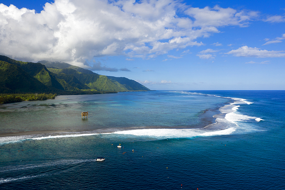 Aerial View of Teahupoo, Tahiti, French Polynesia