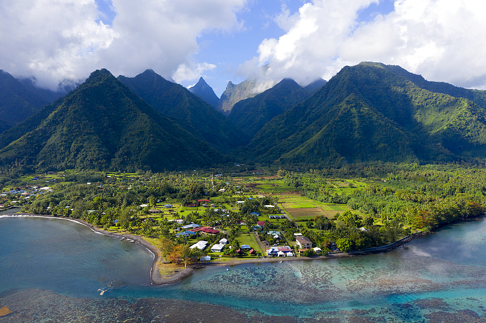 Aerial View of Teahupoo, Tahiti, French Polynesia