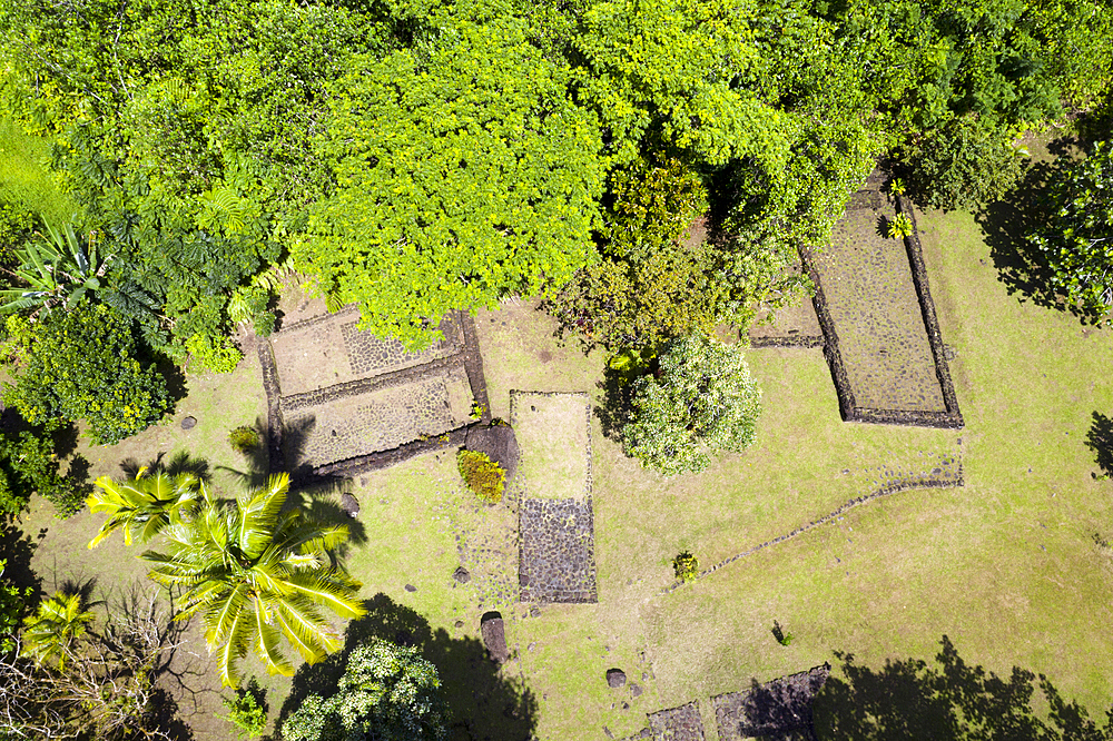 Remains of Ancient Village Marae Fare Hape, Tahiti, Tahiti, French Polynesia