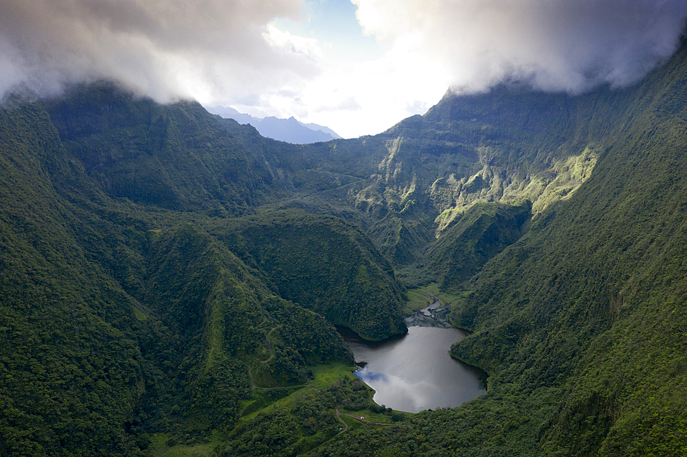 Aerial View of Lake Vaihiria, Tahiti, French Polynesia