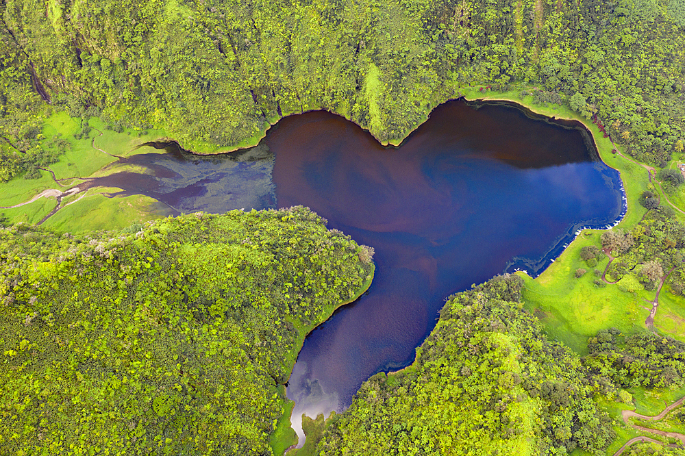 Aerial View of Lake Vaihiria, Tahiti, French Polynesia