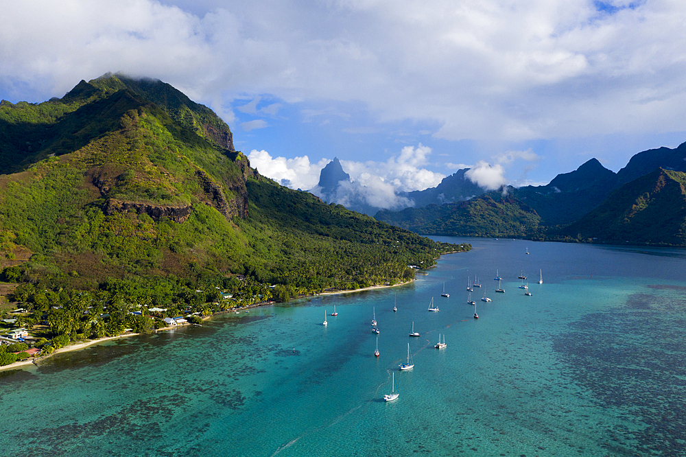 Aerial View of Opunohu Bay, Moorea, French Polynesia