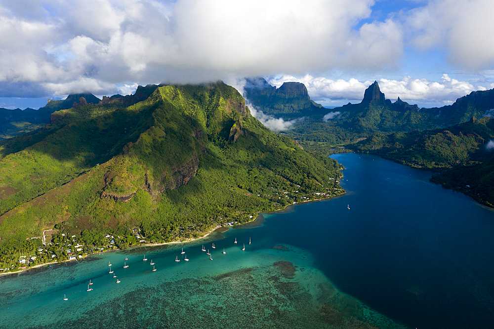 Aerial View of Opunohu Bay, Moorea, French Polynesia