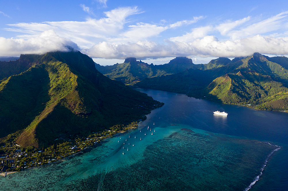 Aerial View of Opunohu Bay, Moorea, French Polynesia