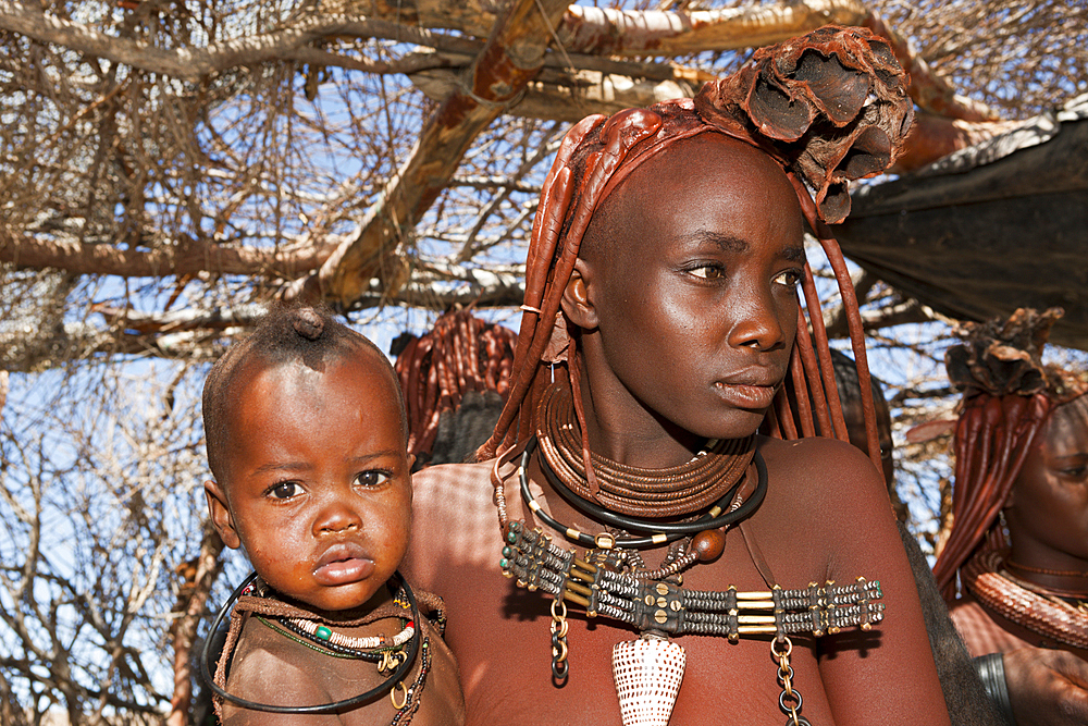 Himba Woman carrying Baby, Damaraland, Namibia