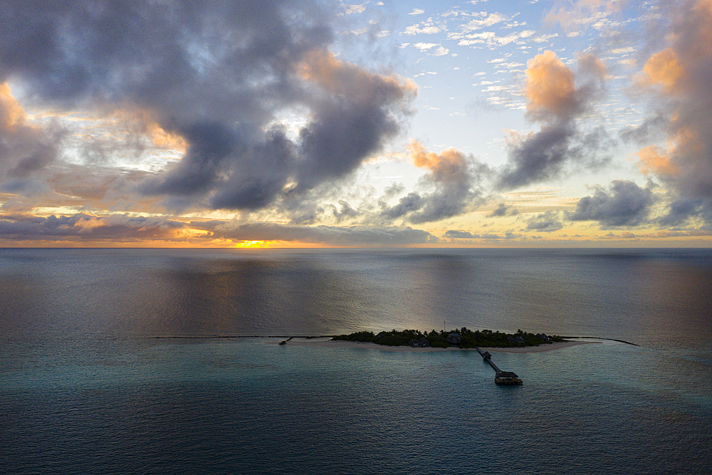 Vacation Island at Sunset, North Ari Atoll, Indian Ocean, Maldives