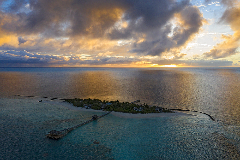 Vacation Island at Sunset, North Ari Atoll, Indian Ocean, Maldives