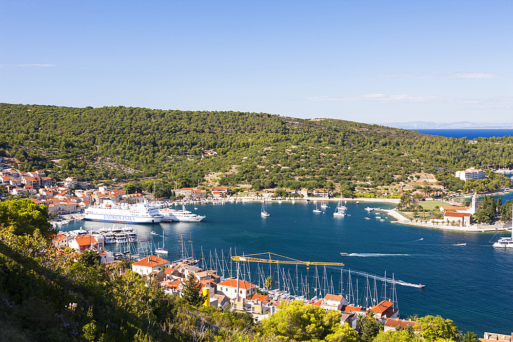 Ferry harbour of Vis, Vis Island, Mediterranean Sea, Croatia