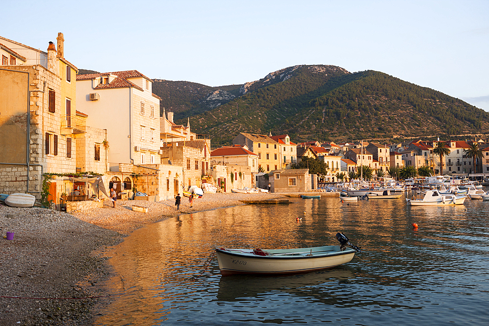 Houses of Komiza, Vis Island, Mediterranean Sea, Croatia