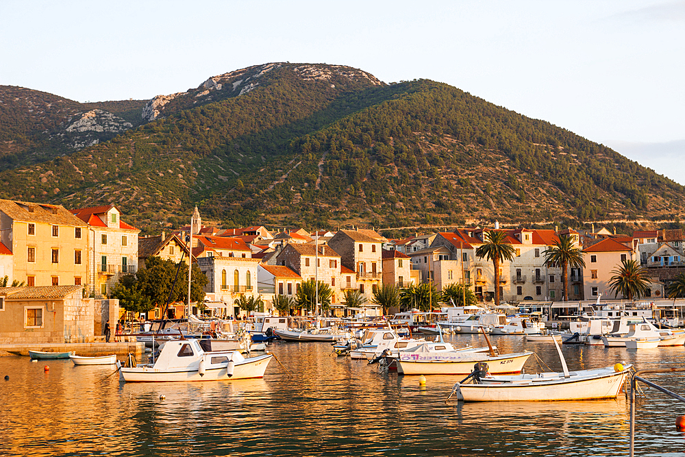 Houses of Komiza, Vis Island, Mediterranean Sea, Croatia