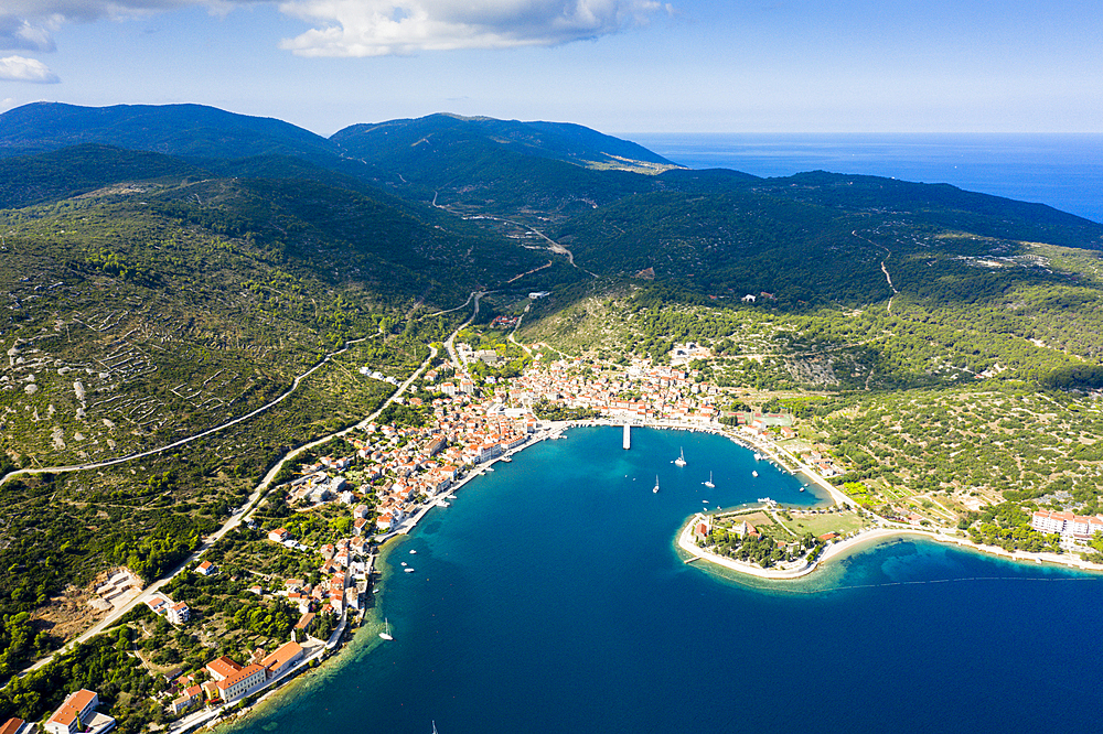 Town and bay of Vis, Vis Island, Mediterranean Sea, Croatia