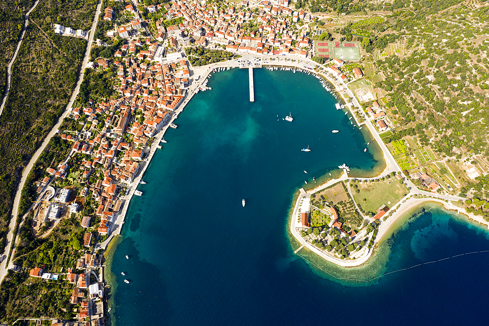 Town and bay of Vis, Vis Island, Mediterranean Sea, Croatia