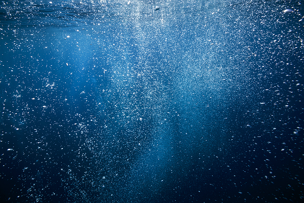 Rising air bubbles, Vis Island, Mediterranean Sea, Croatia