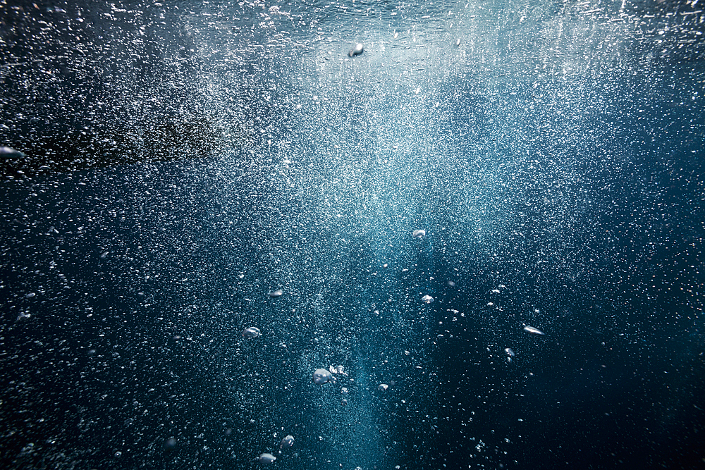 Rising air bubbles, Vis Island, Mediterranean Sea, Croatia