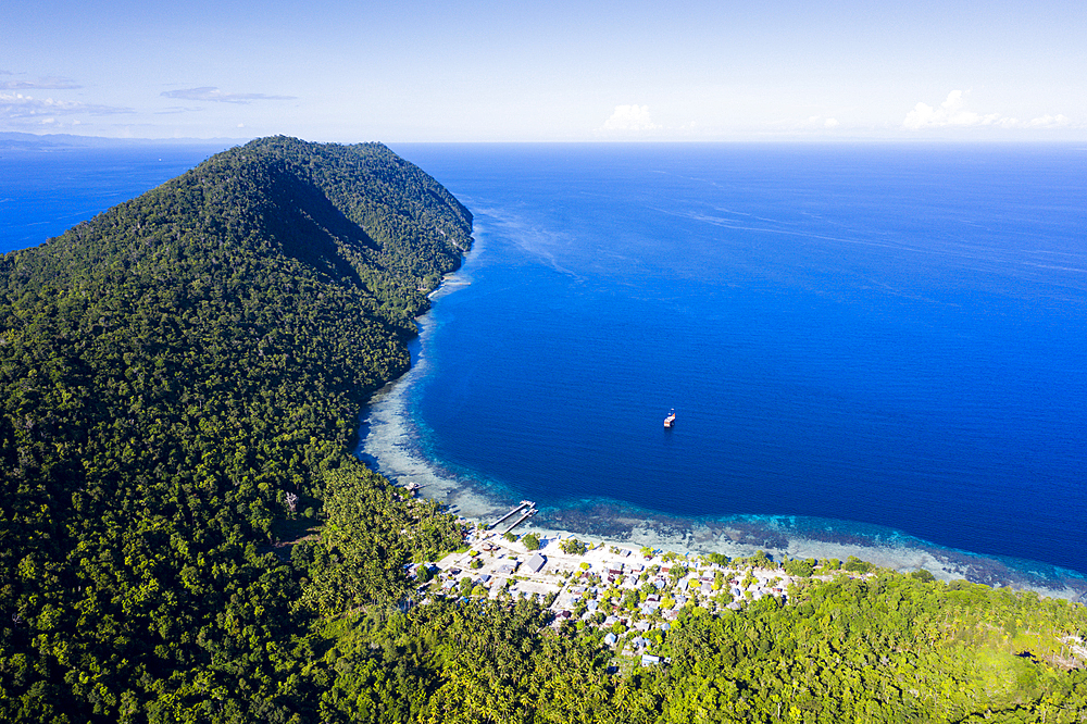 Aerial View of Sauwandarek Village, Raja Ampat, West Papua, Indonesia