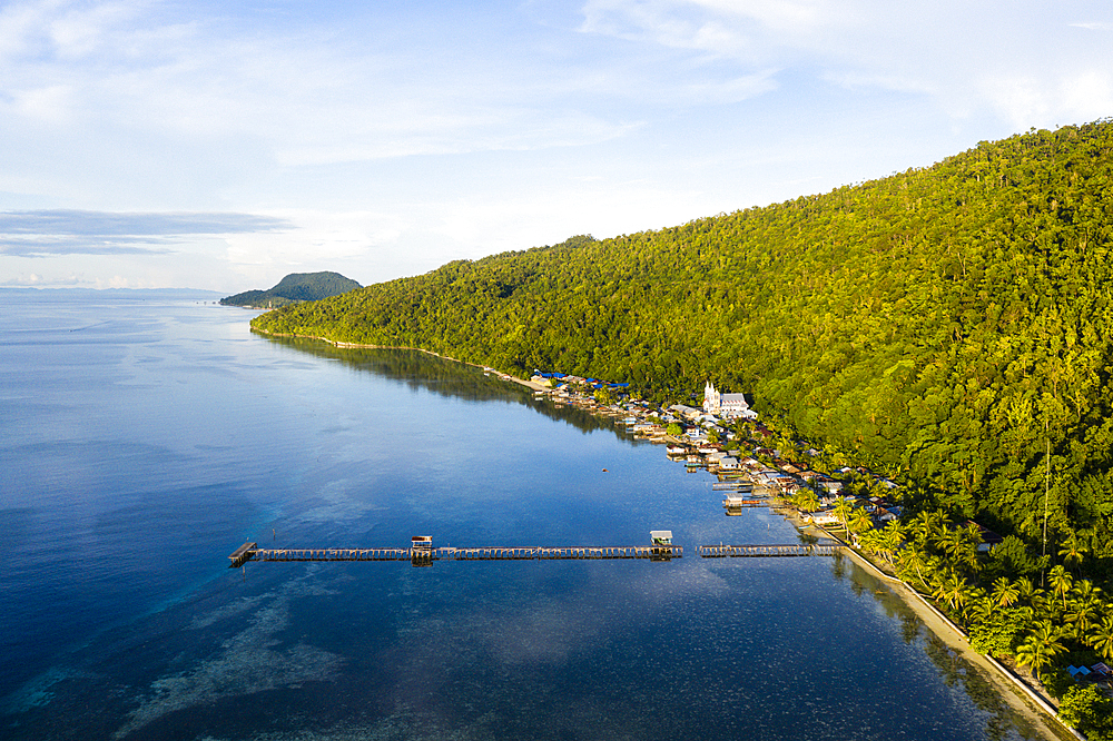 Aerial View of Yenbekwan Village, Raja Ampat, West Papua, Indonesia