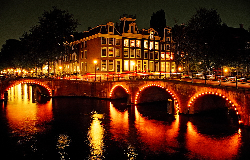 Keizersgracht at night, Amsterdam, The Netherlands (Holland), Europe