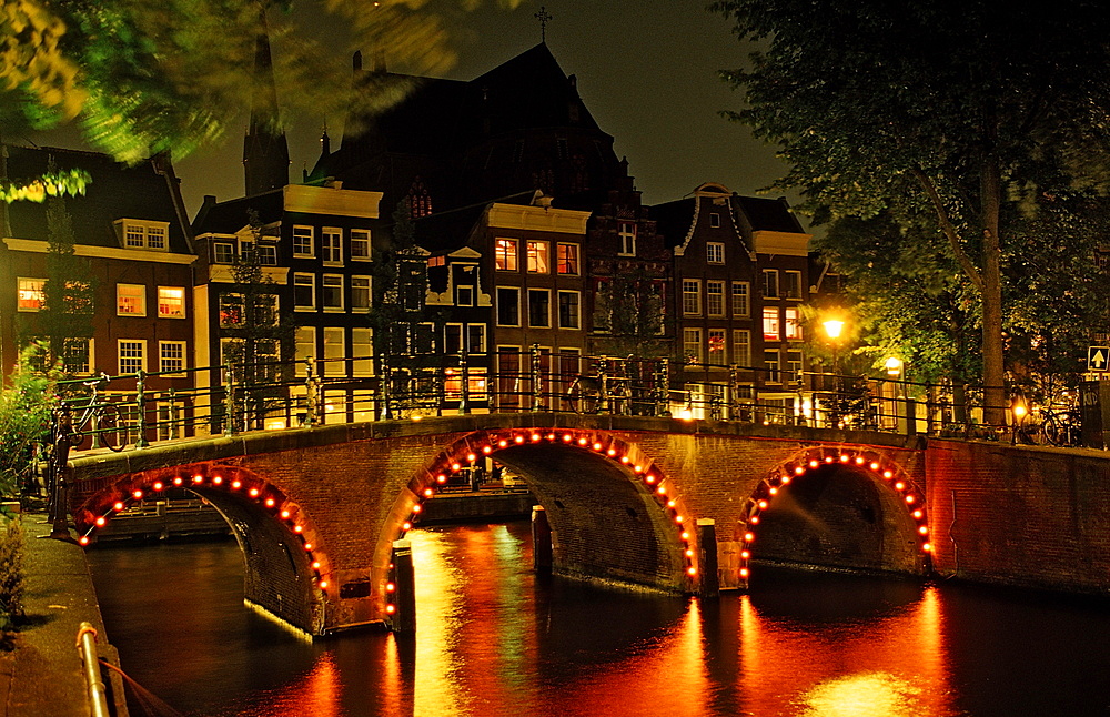 Keizersgracht at night, Amsterdam, The Netherlands (Holland), Europe