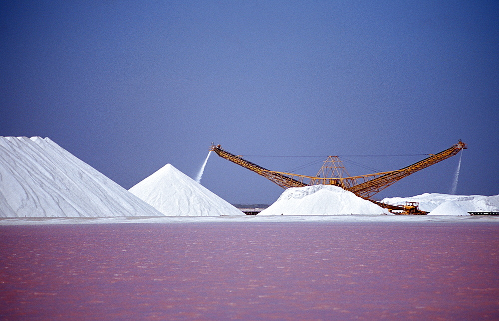 Salt production Akzo Nobel, Netherlands Antilles, Bonaire, Caribbean Sea