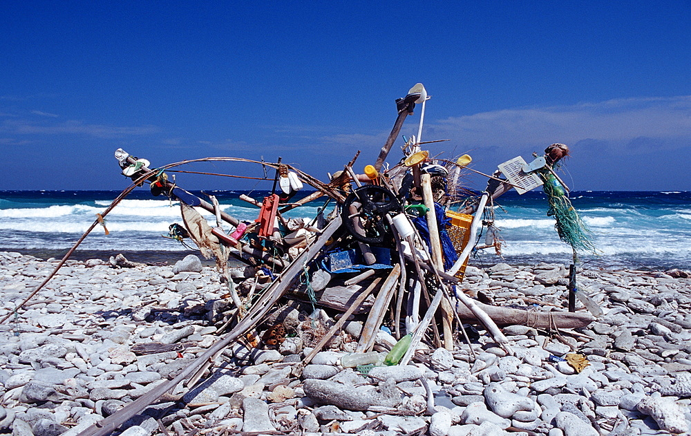 Modern art on the beach, Netherlands Antilles, Bonaire, Caribbean Sea