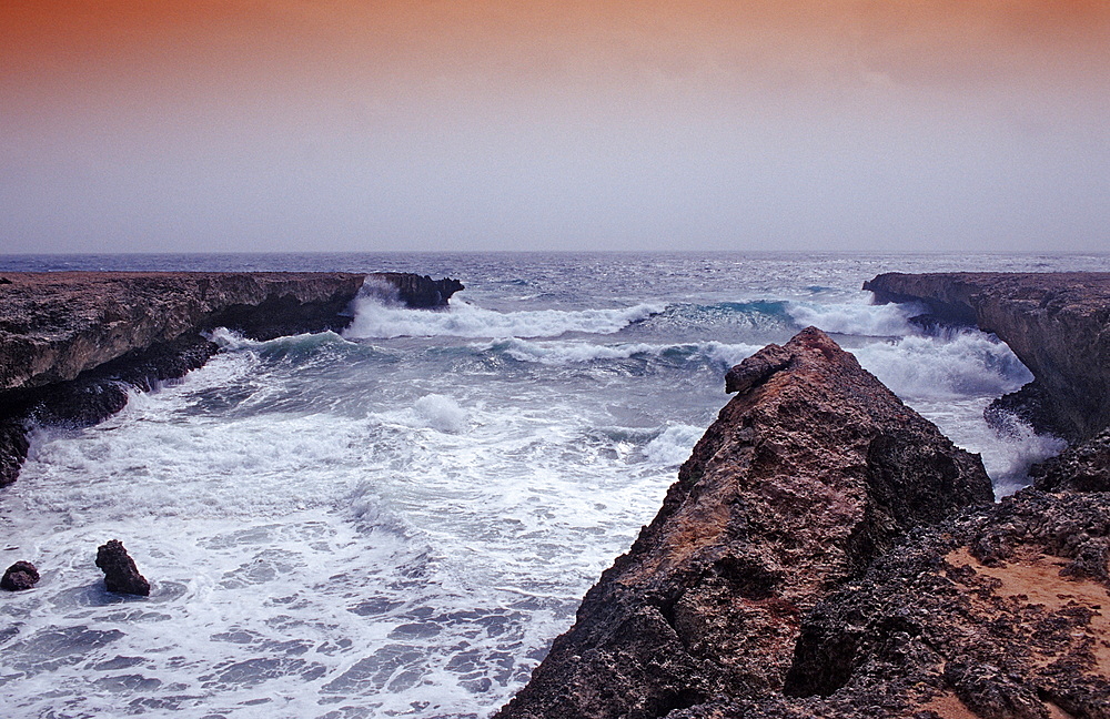 Storm on the coast, Netherlands Antilles, Bonaire, Caribbean Sea, Washington Slagbaai National Park, Playa Chikitu