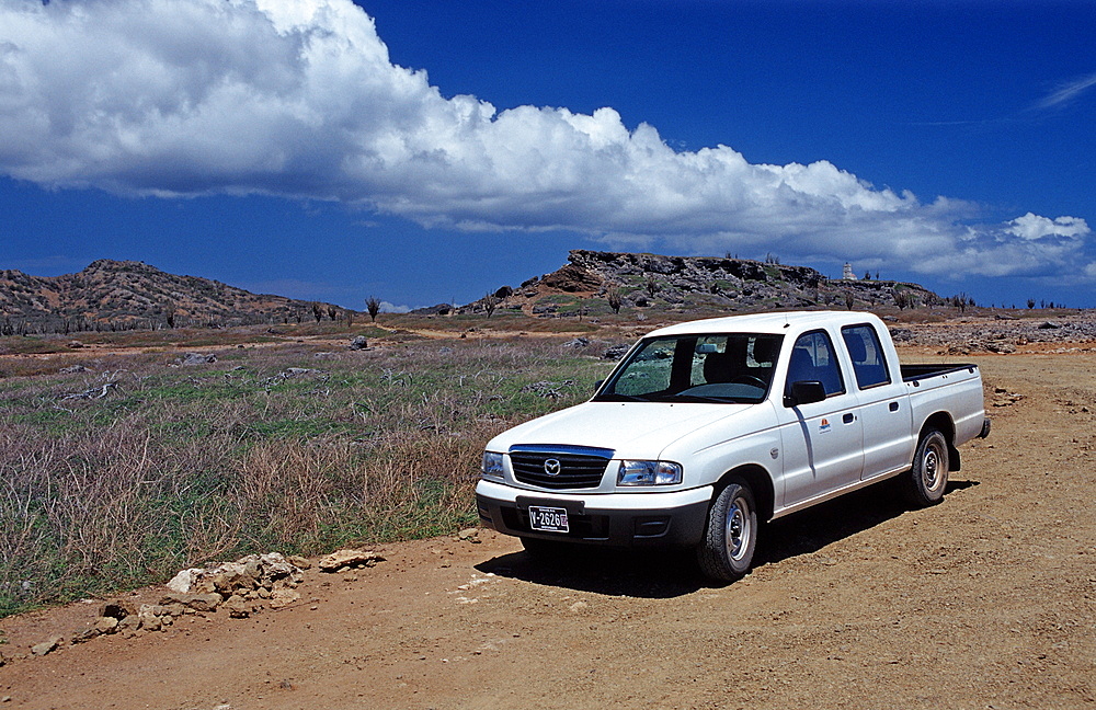 Rental car in the Washington Slagbaai National Park, Netherlands Antilles, Bonaire, Bonaire, Washington Slagbaai National Park