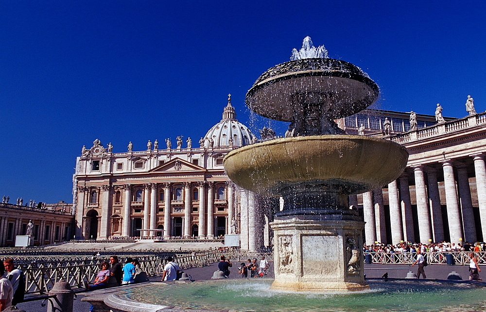 Fountain in St Peters Square , Italy, Rome, Vatican City