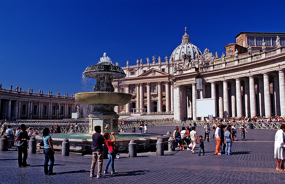 Fountain in St Peters Square , Italy, Rome, Vatican City