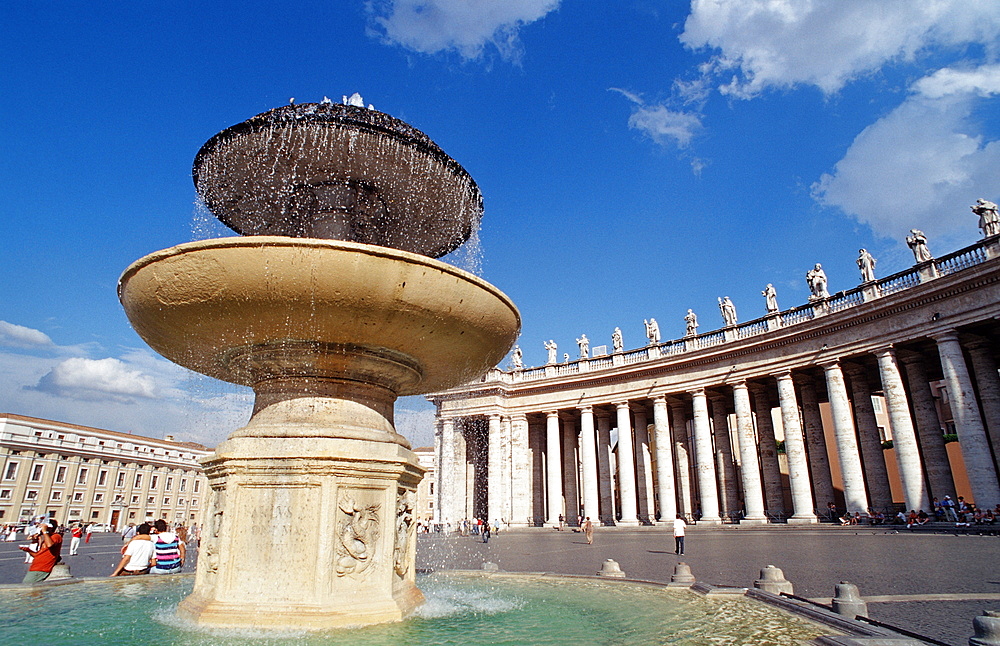 Fountain in St Peters Square , Italy, Rome, Vatican City