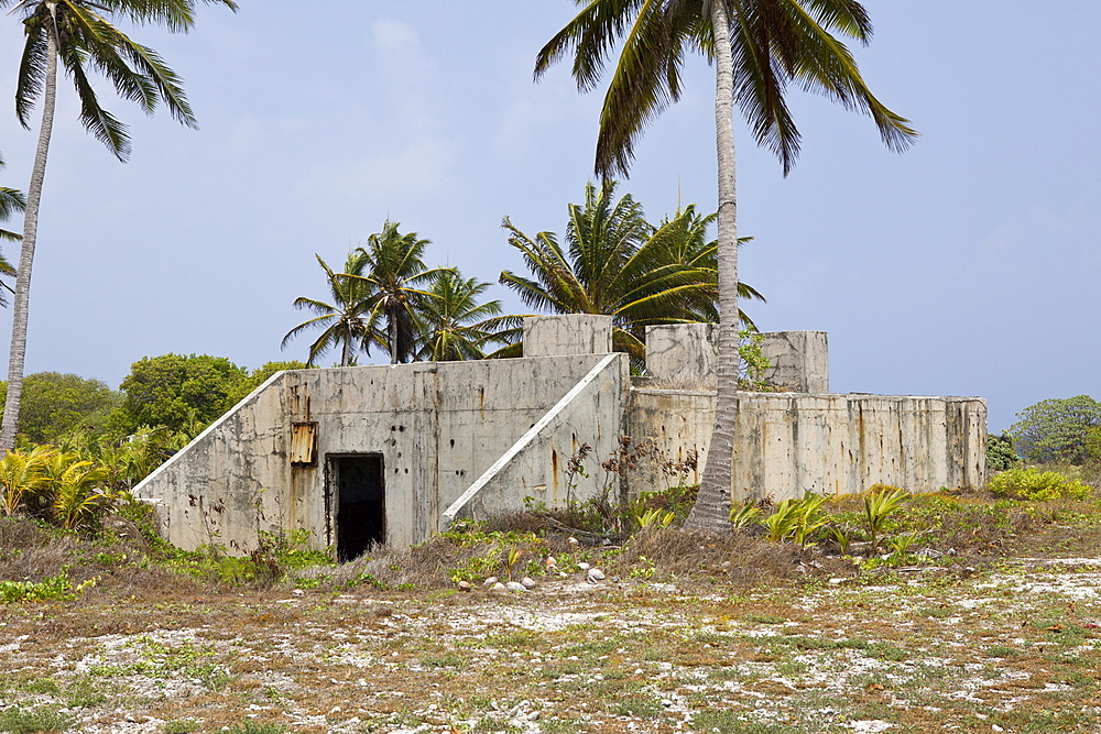 Old Bunker for Observation of Nuclear Weapons Test, Marshall Islands, Bikini Atoll, Micronesia, Pacific Ocean