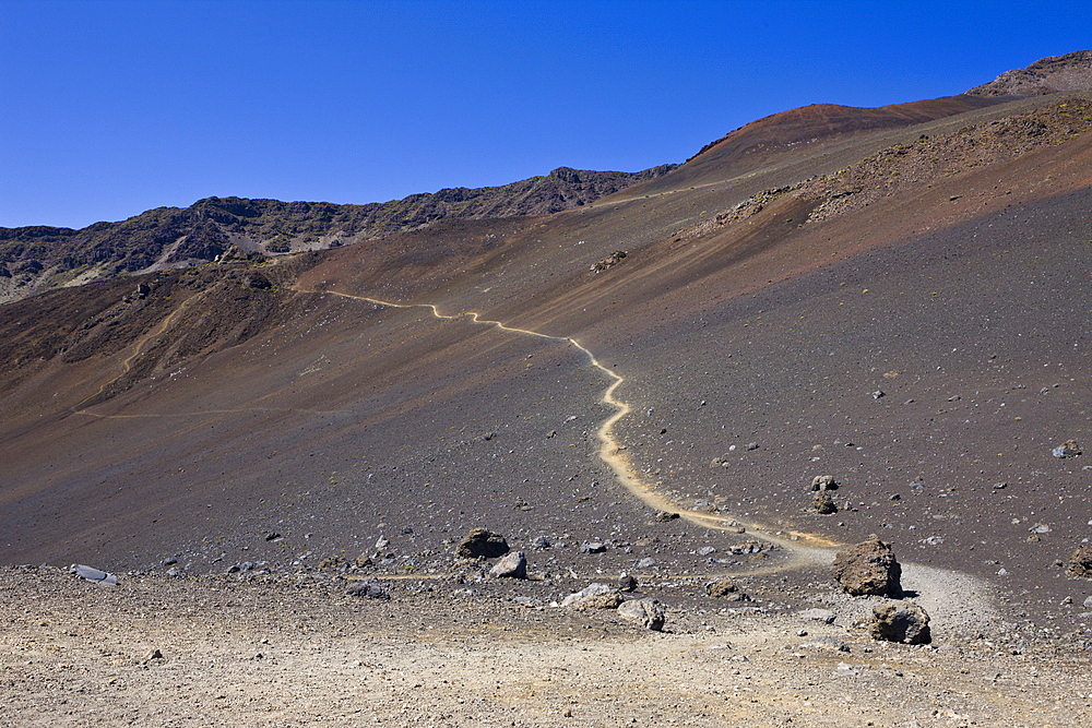 Sand Trail at Crater of Haleakala Volcano, Maui, Hawaii, USA